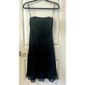 White House Black Market Black Strapless Cocktail Dress Size 2 pleated detail